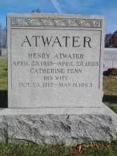 The gravestone of Dorence Atwater's parents in Hillside Cemetery in the Terryville section of Plymouth, CT