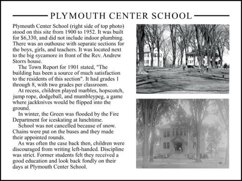 Plymouth Center School interpretive sign